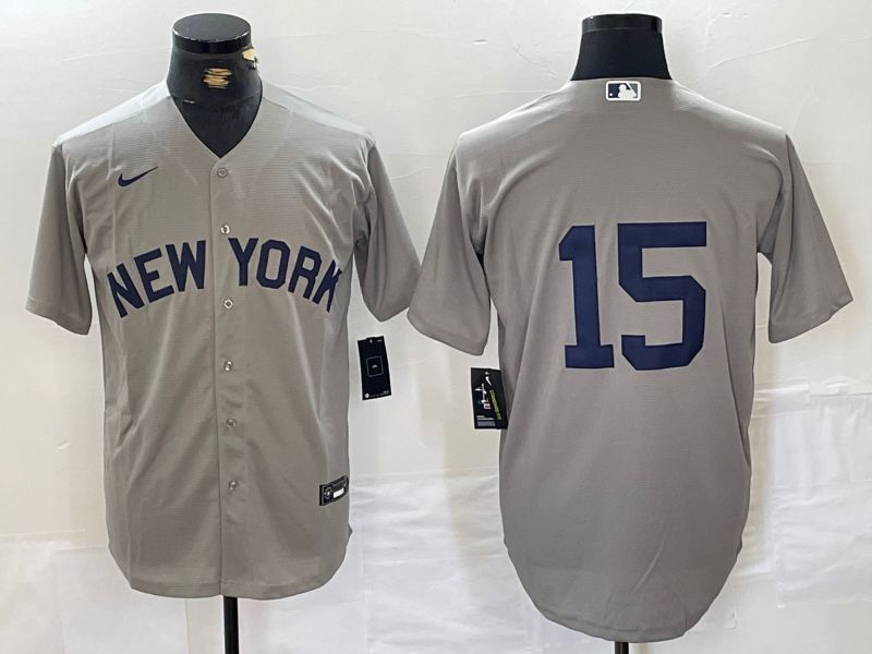 Men New York Yankees #15 No Name Grey Nike Game 2024 MLB Jersey style 1->new york yankees->MLB Jersey
